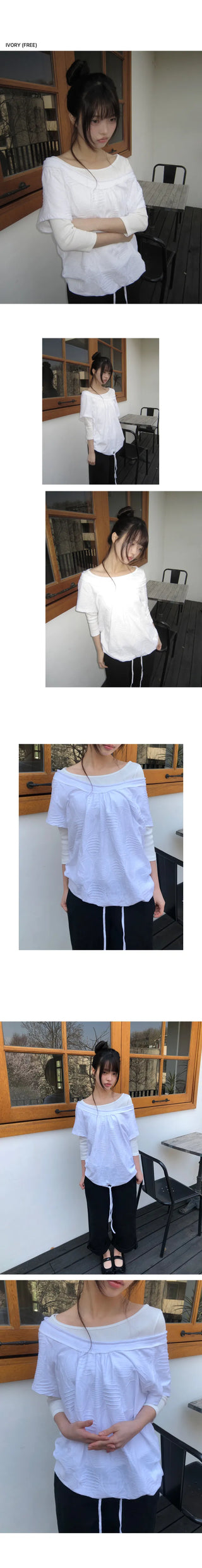 Shutin Big Dot Off-Shoulder Short Sleeve T-Shirt