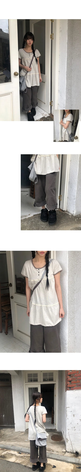 Mekun Roll-up Wide Cotton Pants