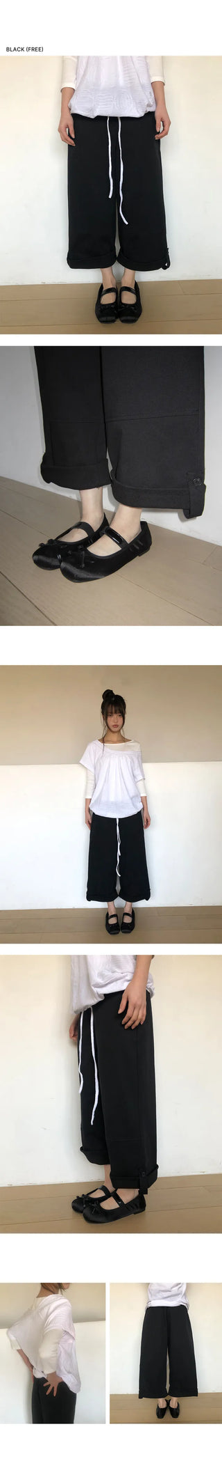 Mekun Roll-up Wide Cotton Pants