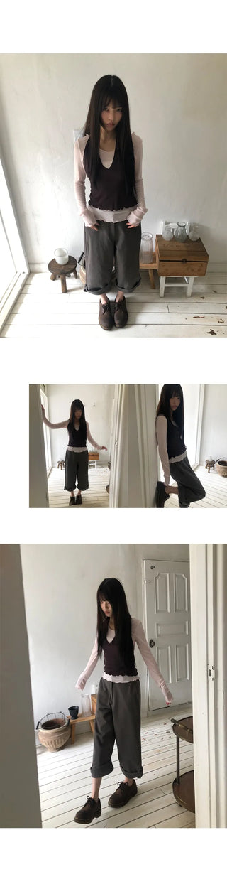 Mekun Roll-up Wide Cotton Pants