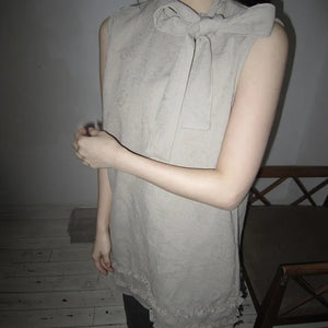 Jewel Ribbon Tie Frill Layered Sleeveless Dress