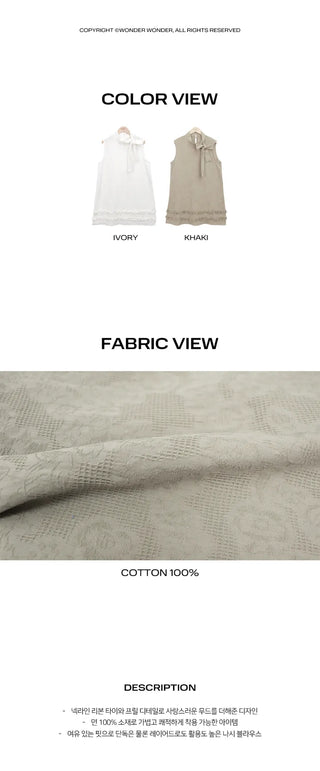 Jewel Ribbon Tie Frill Layered Sleeveless Dress