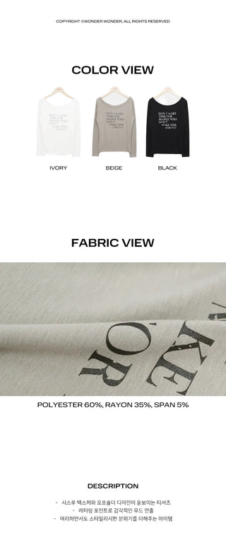 Dokken Lettering See-through Off-shoulder Long Sleeve T-shirt