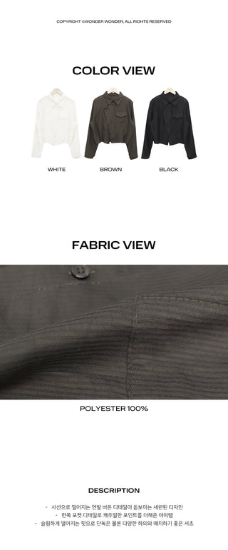 Cuhi Diagonal Button One-Pocket Collar Shirt