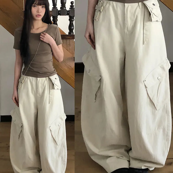 Bridin Double Pocket Strap Washed Cargo Pants