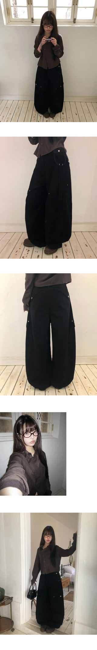 Bridin Double Pocket Strap Washed Cargo Pants