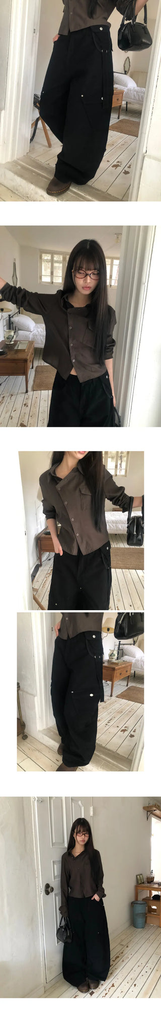 Bridin Double Pocket Strap Washed Cargo Pants