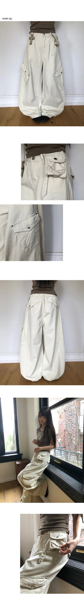 Bridin Double Pocket Strap Washed Cargo Pants