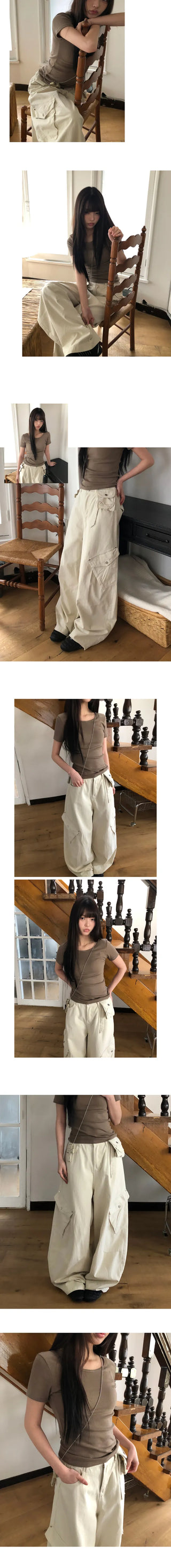 Bridin Double Pocket Strap Washed Cargo Pants