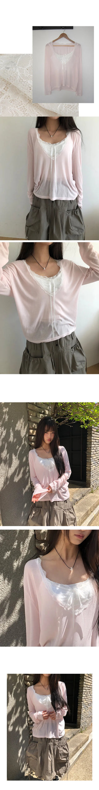 Deena Lace Ribbon Adjustable Cap Sleeveless Top