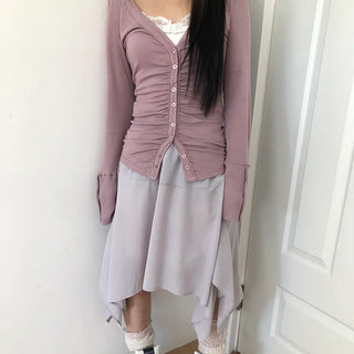 Royce Chiffon Layered Elastic Waist Midi Skirt