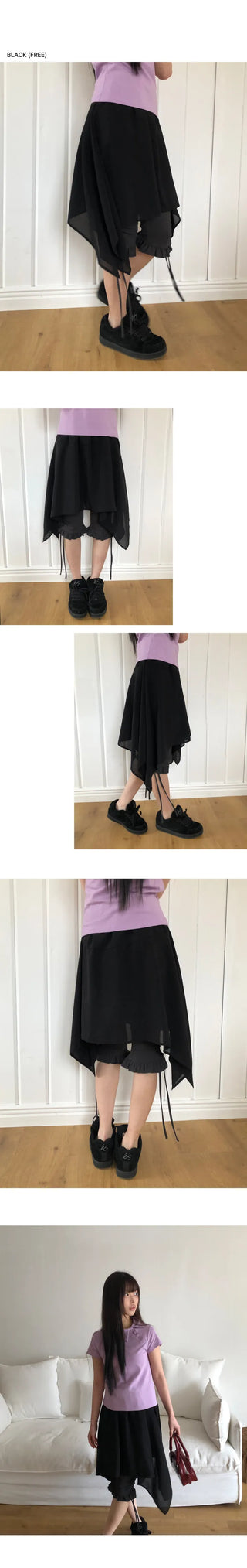 Royce Chiffon Layered Elastic Waist Midi Skirt