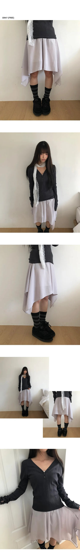 Royce Chiffon Layered Elastic Waist Midi Skirt