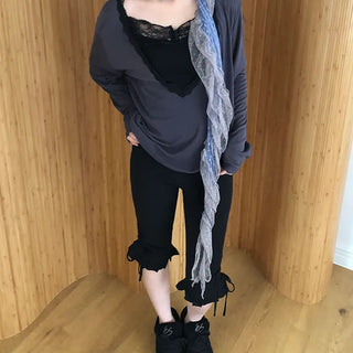 Minos Ribbon Frill Capri Pants