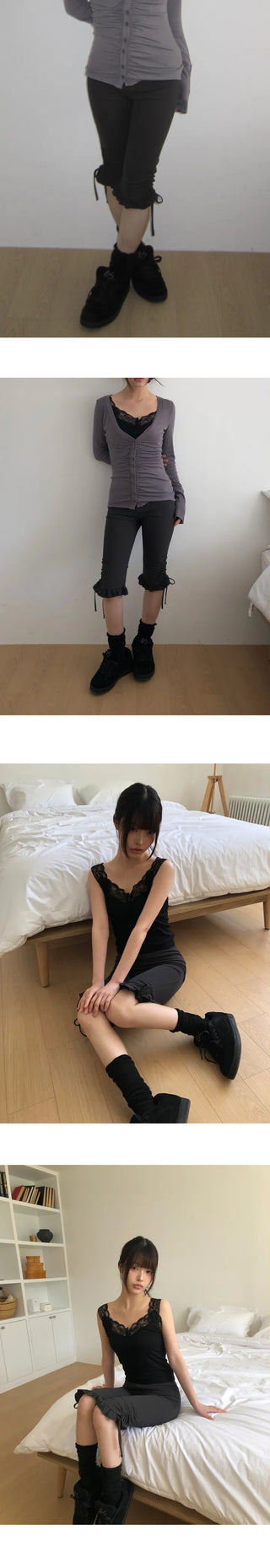 Minos Ribbon Frill Capri Pants