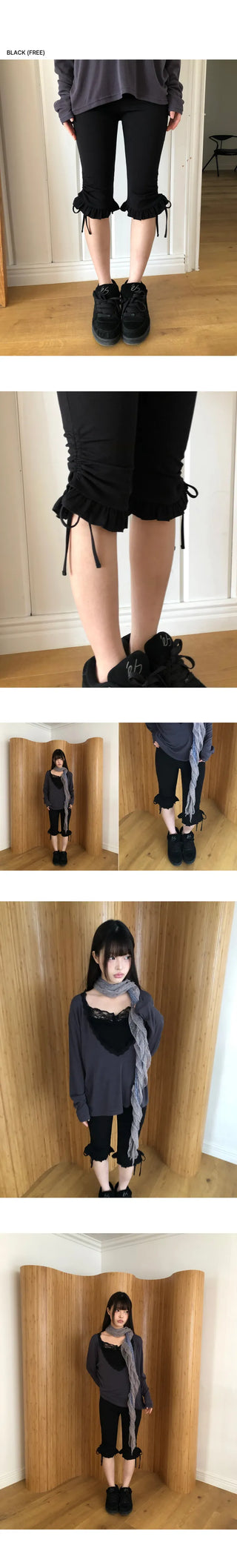 Minos Ribbon Frill Capri Pants