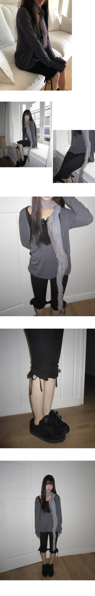 Minos Ribbon Frill Capri Pants