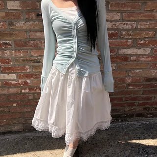 Camille Lace Tiered Flare Midi Skirt