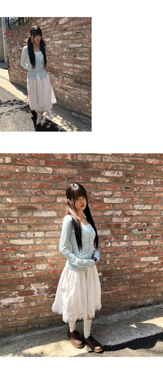 Camille Lace Tiered Flare Midi Skirt