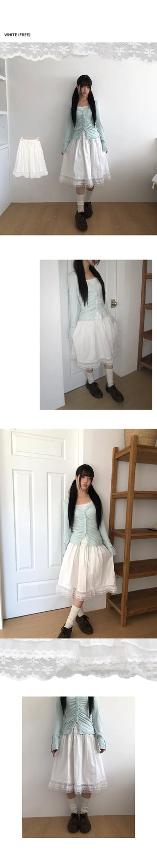 Camille Lace Tiered Flare Midi Skirt