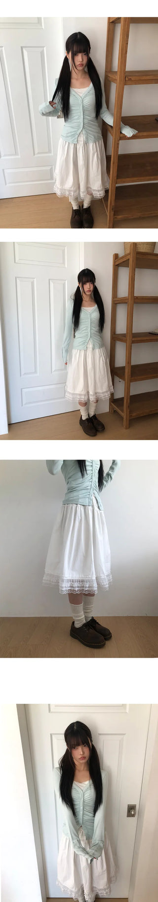 Camille Lace Tiered Flare Midi Skirt