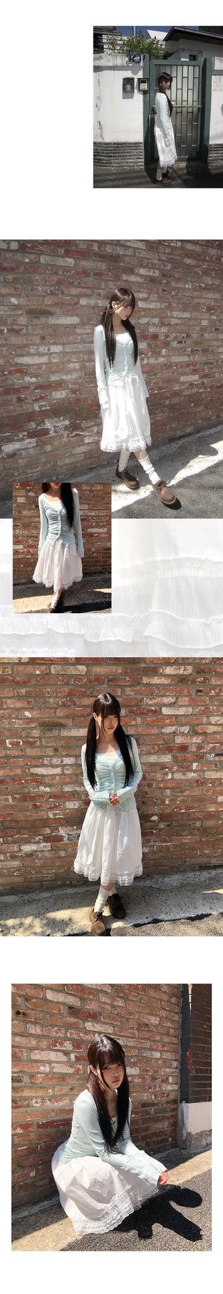 Camille Lace Tiered Flare Midi Skirt