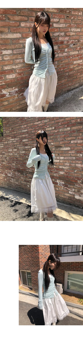 Camille Lace Tiered Flare Midi Skirt