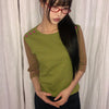 Repo Color Block Button 3/4 Sleeve T-shirt