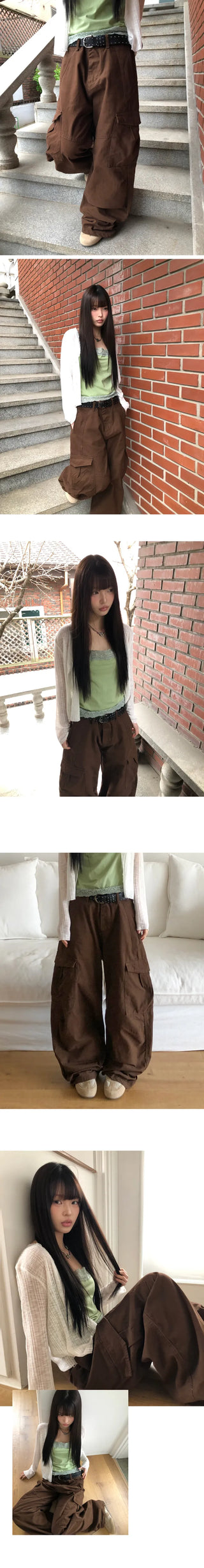 Riq Cut Curved Wide Cargo Pants