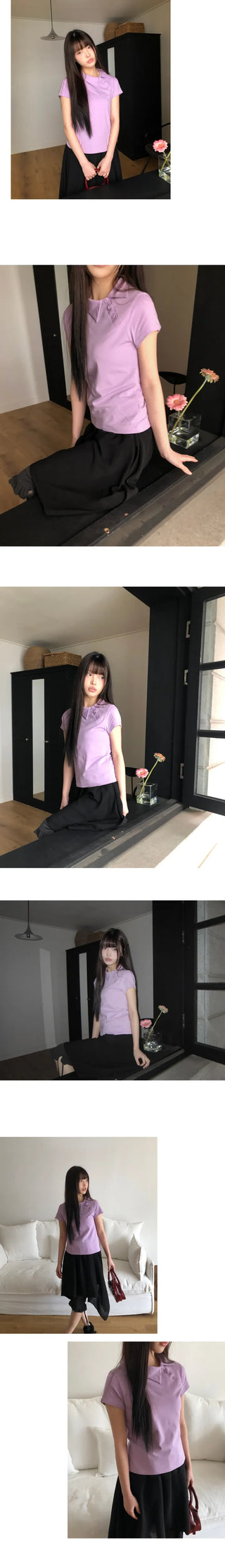 Batin Pique Asymmetrical Point Short Sleeve T-shirt