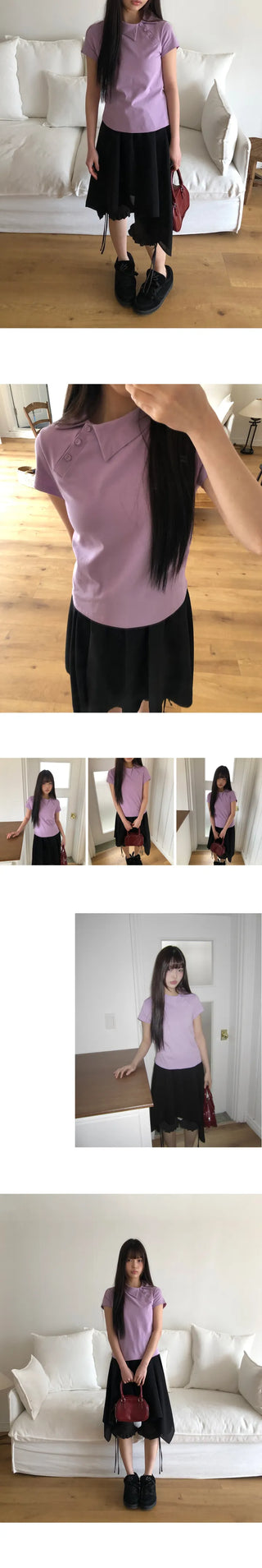 Batin Pique Asymmetrical Point Short Sleeve T-shirt