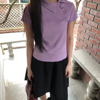 Batin Pique Asymmetrical Point Short Sleeve T-shirt