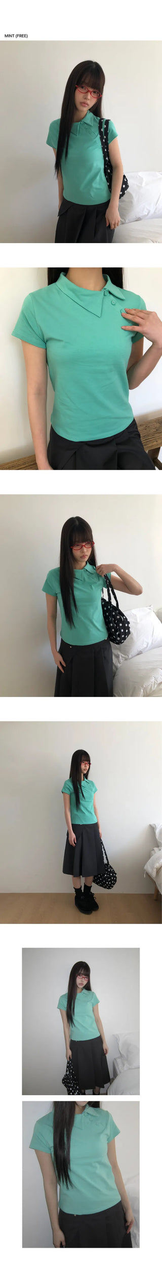 Batin Pique Asymmetrical Point Short Sleeve T-shirt