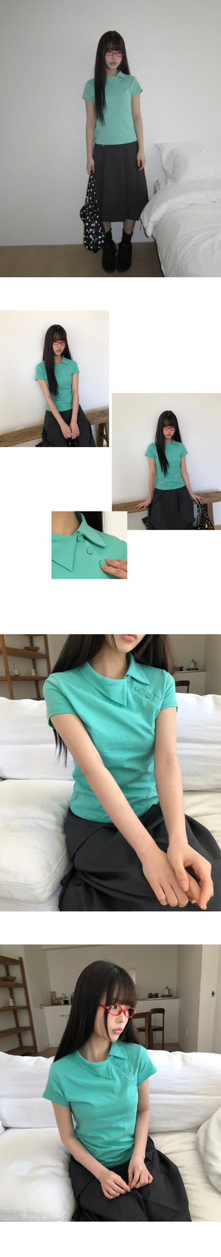 Batin Pique Asymmetrical Point Short Sleeve T-shirt