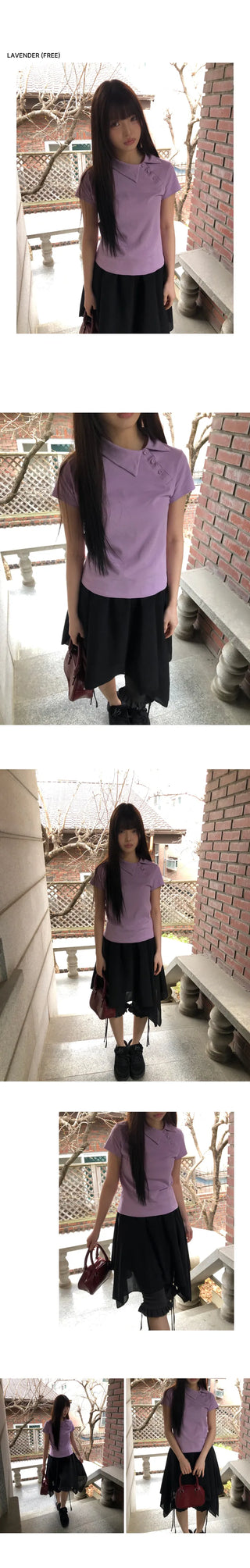 Batin Pique Asymmetrical Point Short Sleeve T-shirt