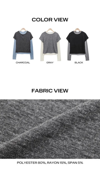 Ciel Color Block Layered Long Sleeve T-shirt