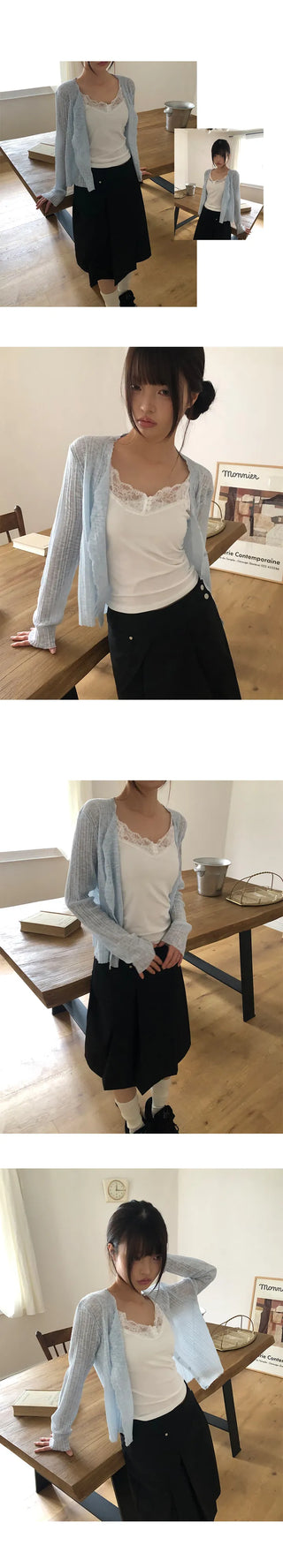 Maylin Lace V-Neck See-Through Cardigan