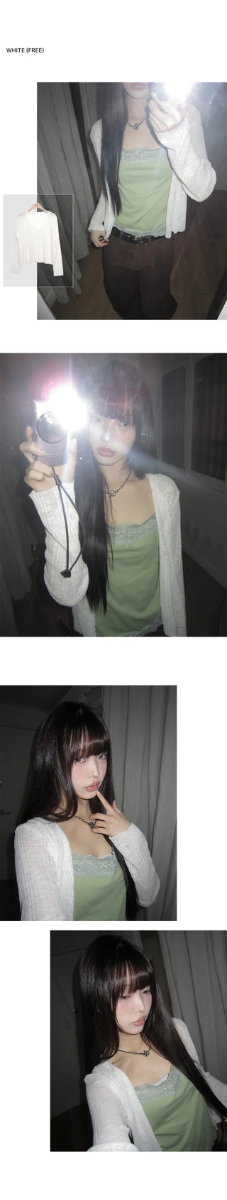 Maylin Lace V-Neck See-Through Cardigan