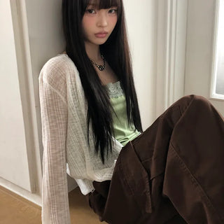 Maylin Lace V-Neck See-Through Cardigan