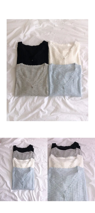 Maylin Lace V-Neck See-Through Cardigan