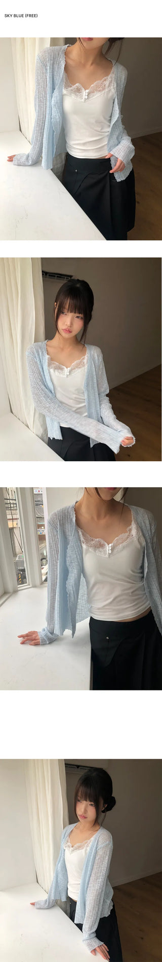 Maylin Lace V-Neck See-Through Cardigan