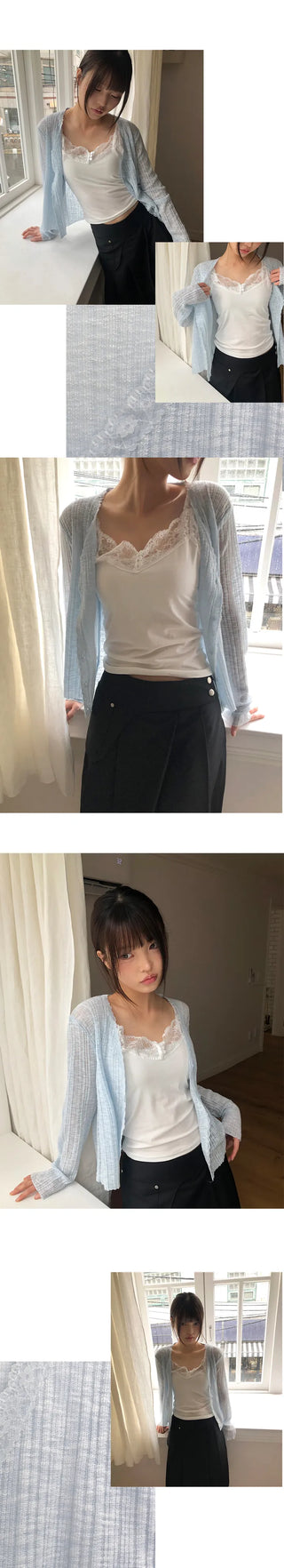 Maylin Lace V-Neck See-Through Cardigan