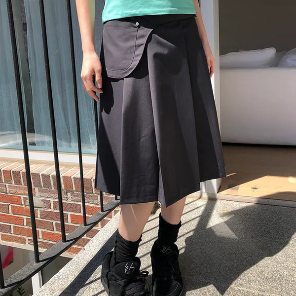 Stainless Steel Pleated Belted Midi Skirt Set