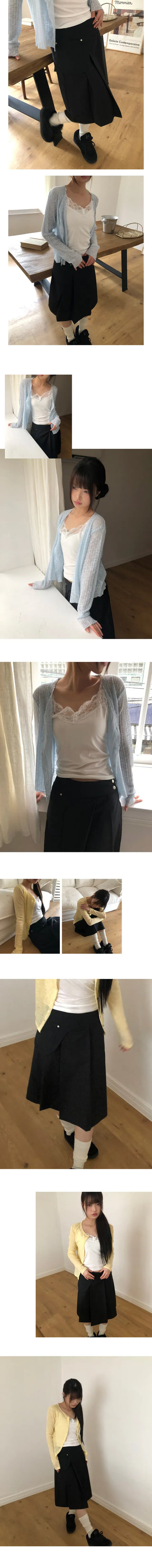 Stainless Steel Pleated Belted Midi Skirt Set