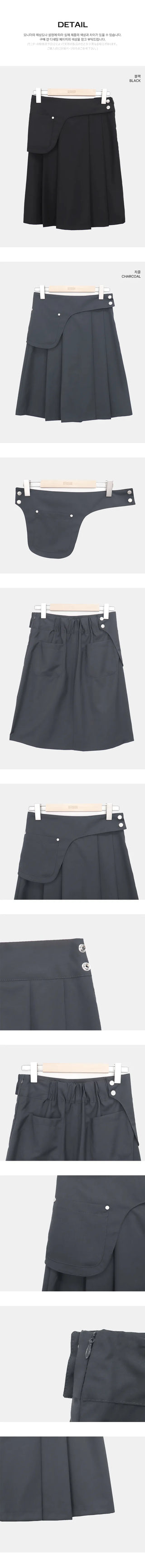 Stainless Steel Pleated Belted Midi Skirt Set