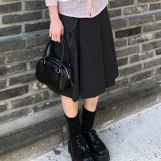 Stainless Steel Pleated Belted Midi Skirt Set