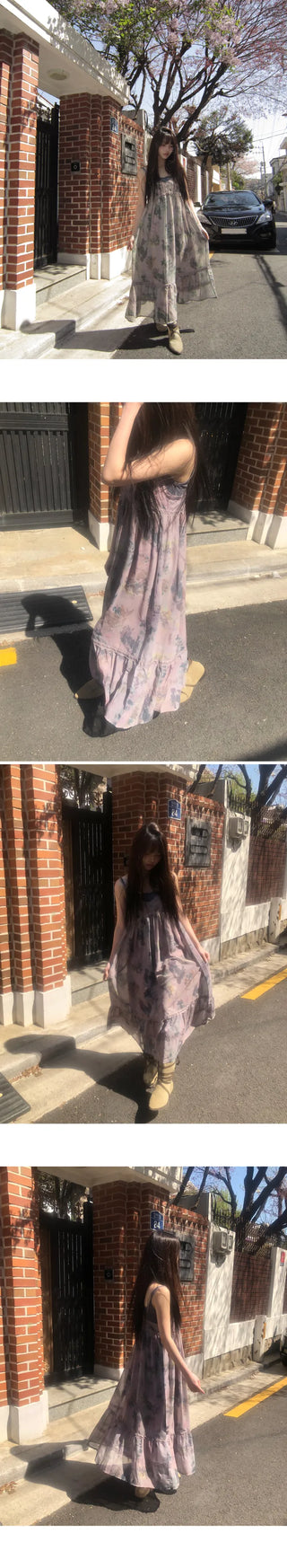 De Mon Lace Flower Long Bustier Dress