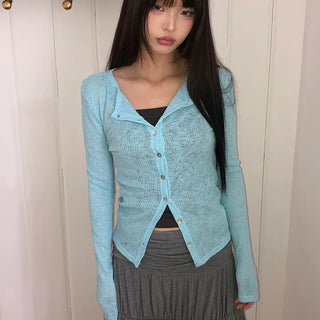 Andor Slim See-through Knit Cardigan