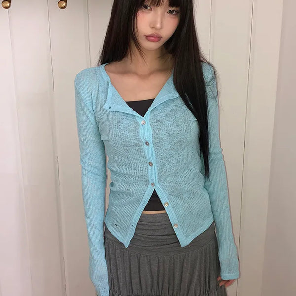 Andor Slim See-through Knit Cardigan