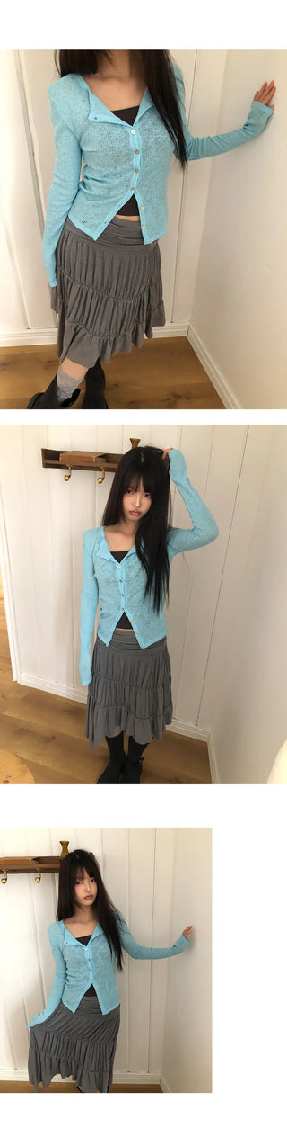 Andor Slim See-through Knit Cardigan